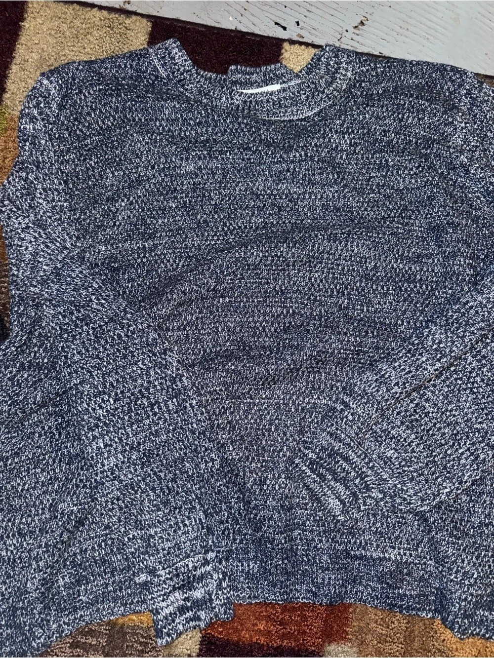 ZENANA Marled Crew Neck Sweater in Blue & White Size 1X Like New